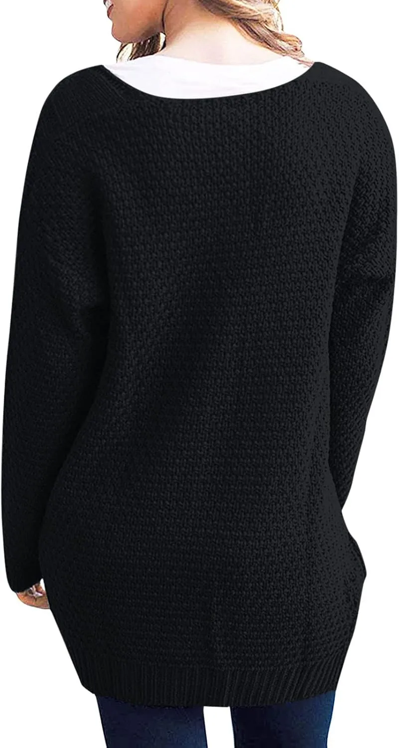 Women Oversized Cardigan Sweaters Trendy Casual V-Neck Long Sleeve Warm Chunky Knit Slouchy Oversized Wrap Sweater Coats