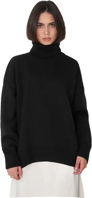 Women Turtleneck Thick Knit Sweaters Office Oversize Pullovers Autumn Winter Basic Knitwear