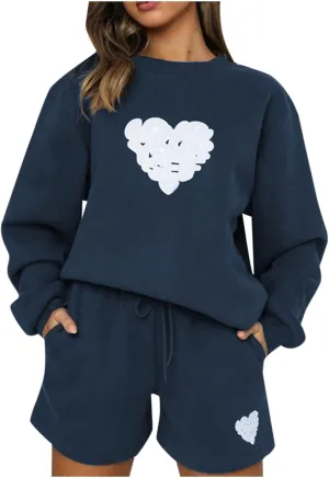 Women's Batwing Sleeve Lounge Sets Fuzzy Fleece Lined Soft Pajamas Set Oversized 2 Piece Jogger Outfits Sweatsuit