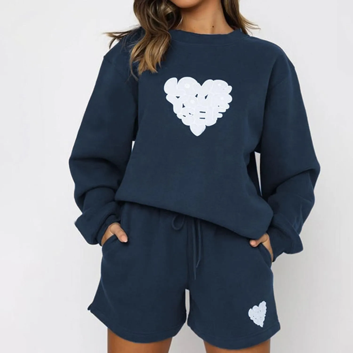 Women's Batwing Sleeve Lounge Sets Fuzzy Fleece Lined Soft Pajamas Set Oversized 2 Piece Jogger Outfits Sweatsuit