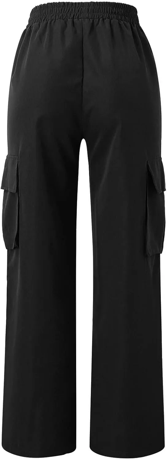 Women's Belt Less High Waisted Wide Leg Trousers Straight Leg Relaxed Style Casual Trousers Velour