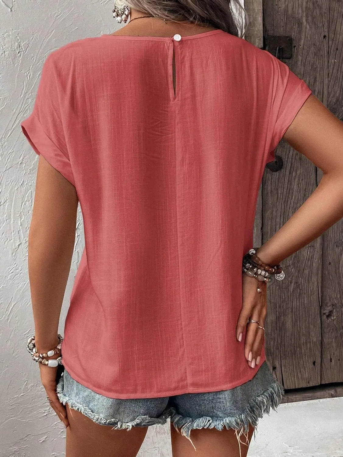 Women's Blouses Shirts Lace Batwing Sleeve Blouse Trendy Tshirts Tops