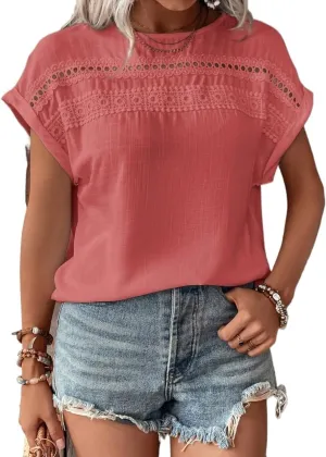 Women's Blouses Shirts Lace Batwing Sleeve Blouse Trendy Tshirts Tops