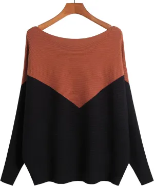 Women's Boat Neck Batwing Sleeves Dolman Fall Winter Knitted Sweaters Pullovers Tops