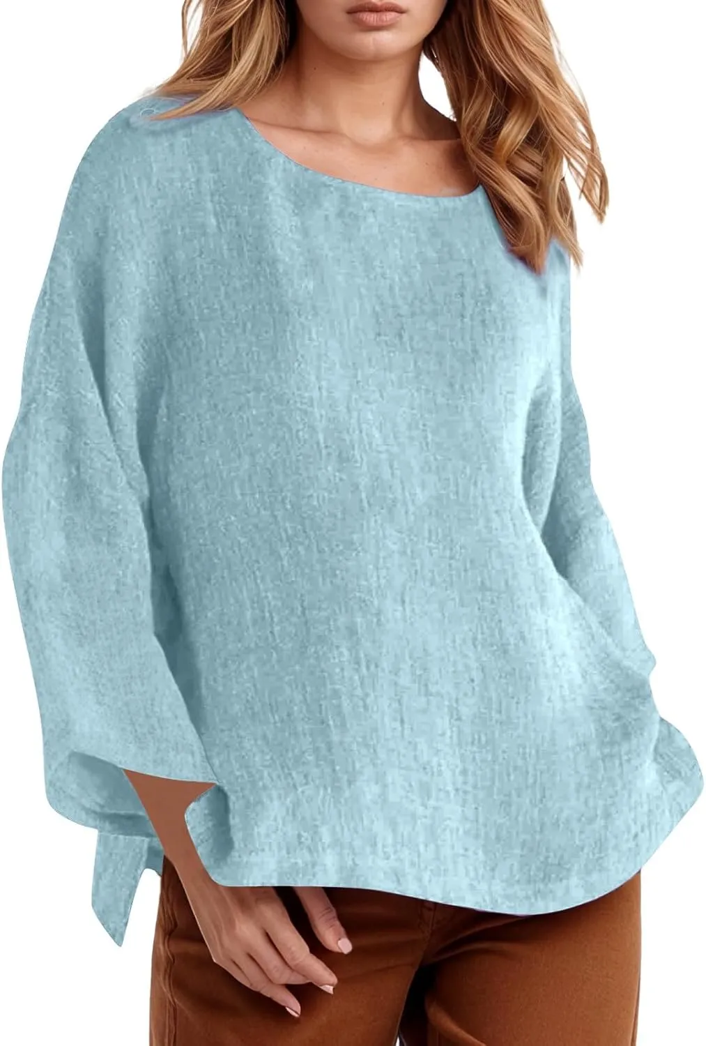 Womens Button Down Shirt V Neck Long Sleeve Cotton Linen Summer Casual 2025 Fashion Blouses Top Loose Fit Tops
