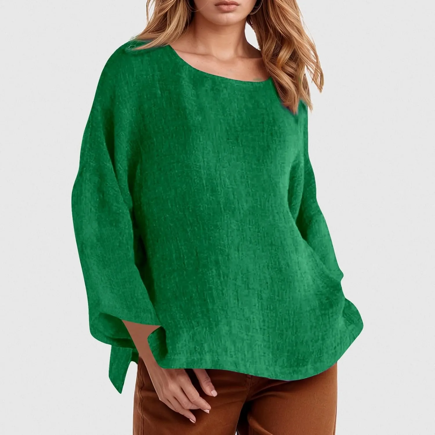 Womens Button Down Shirt V Neck Long Sleeve Cotton Linen Summer Casual 2025 Fashion Blouses Top Loose Fit Tops