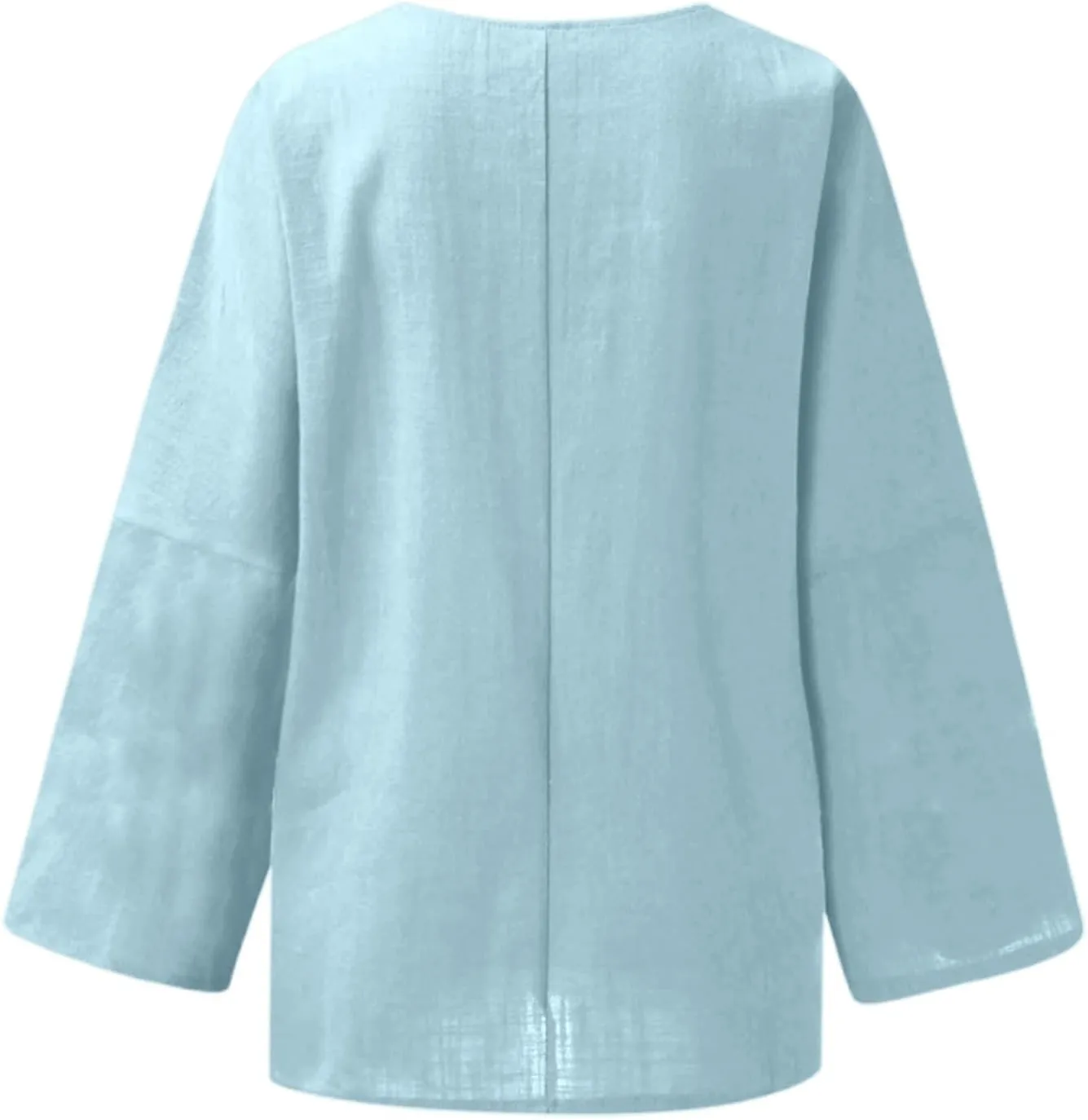 Womens Button Down Shirt V Neck Long Sleeve Cotton Linen Summer Casual 2025 Fashion Blouses Top Loose Fit Tops