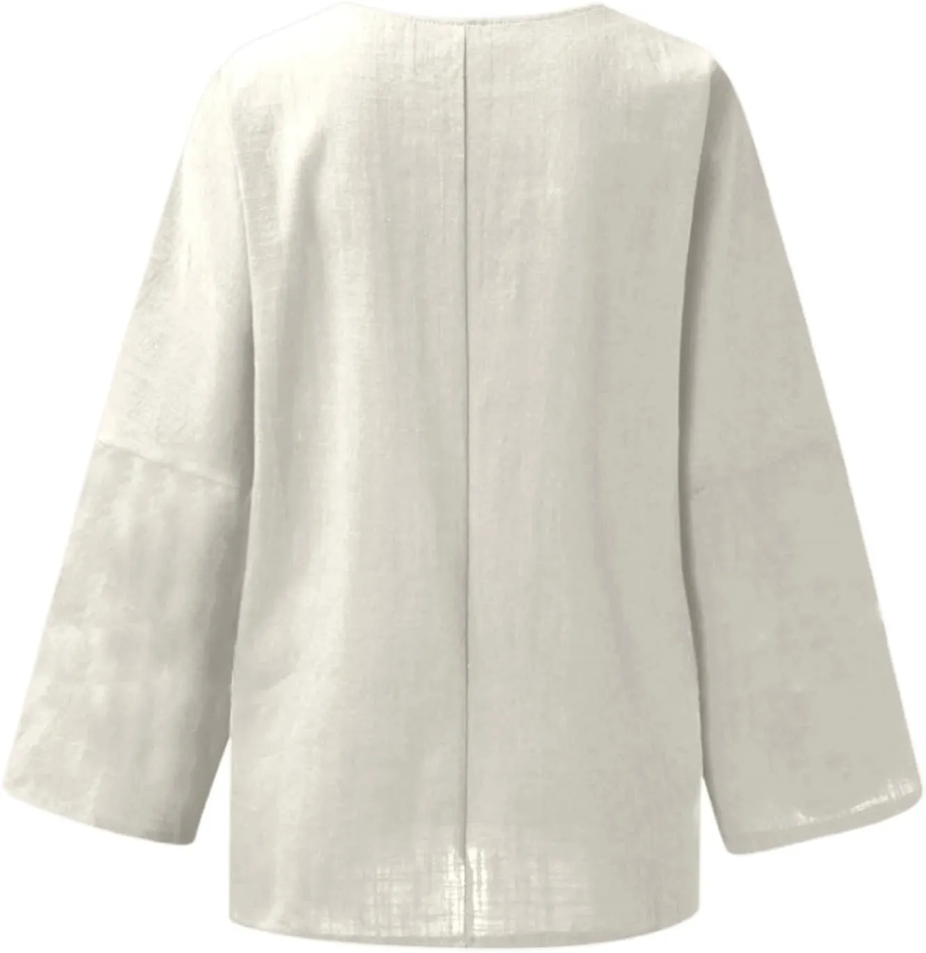 Womens Button Down Shirt V Neck Long Sleeve Cotton Linen Summer Casual 2025 Fashion Blouses Top Loose Fit Tops