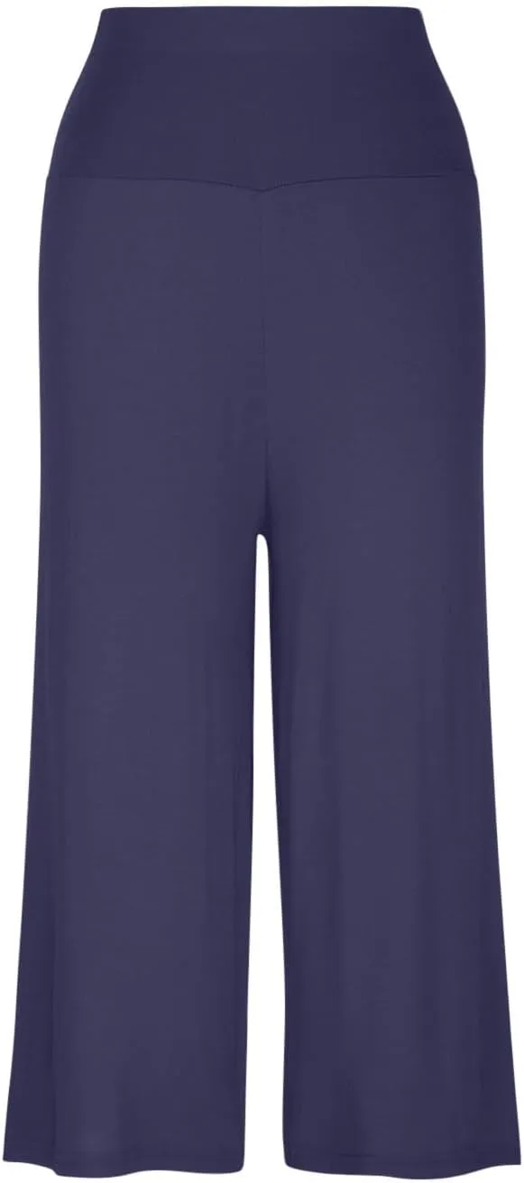 Womens Capris Wide Leg Yoga Pants High Waisted Summer Pants Cropped Lounge Pants Tummy Control Flowy Pants Boho Pants
