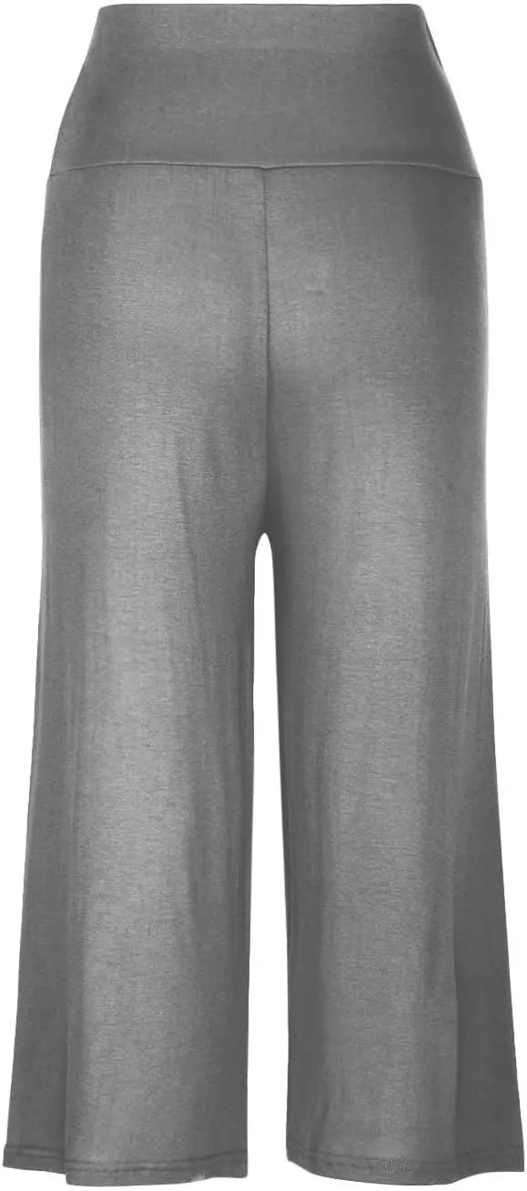 Womens Capris Wide Leg Yoga Pants High Waisted Summer Pants Cropped Lounge Pants Tummy Control Flowy Pants Boho Pants