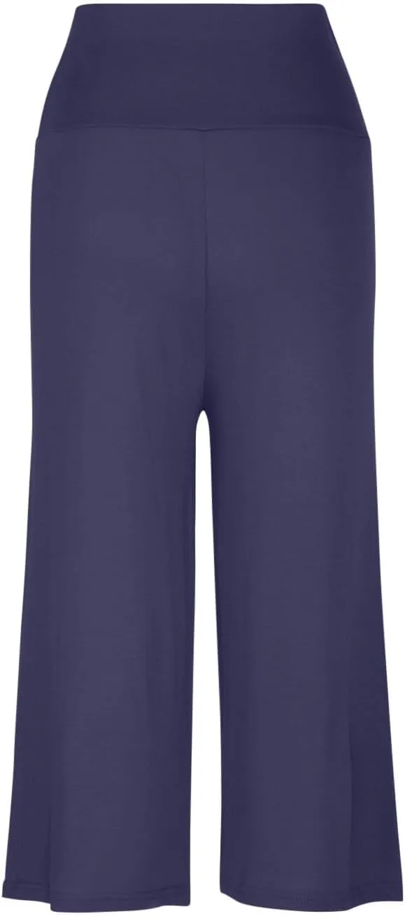 Womens Capris Wide Leg Yoga Pants High Waisted Summer Pants Cropped Lounge Pants Tummy Control Flowy Pants Boho Pants