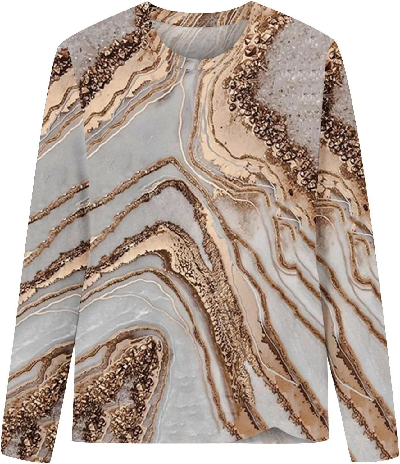 Womens Casual Pullover Tops Fashion Print Long Sleeve Crew Neck Basic Tee Shirts Fall Loose Light Weight Sweatshirts
