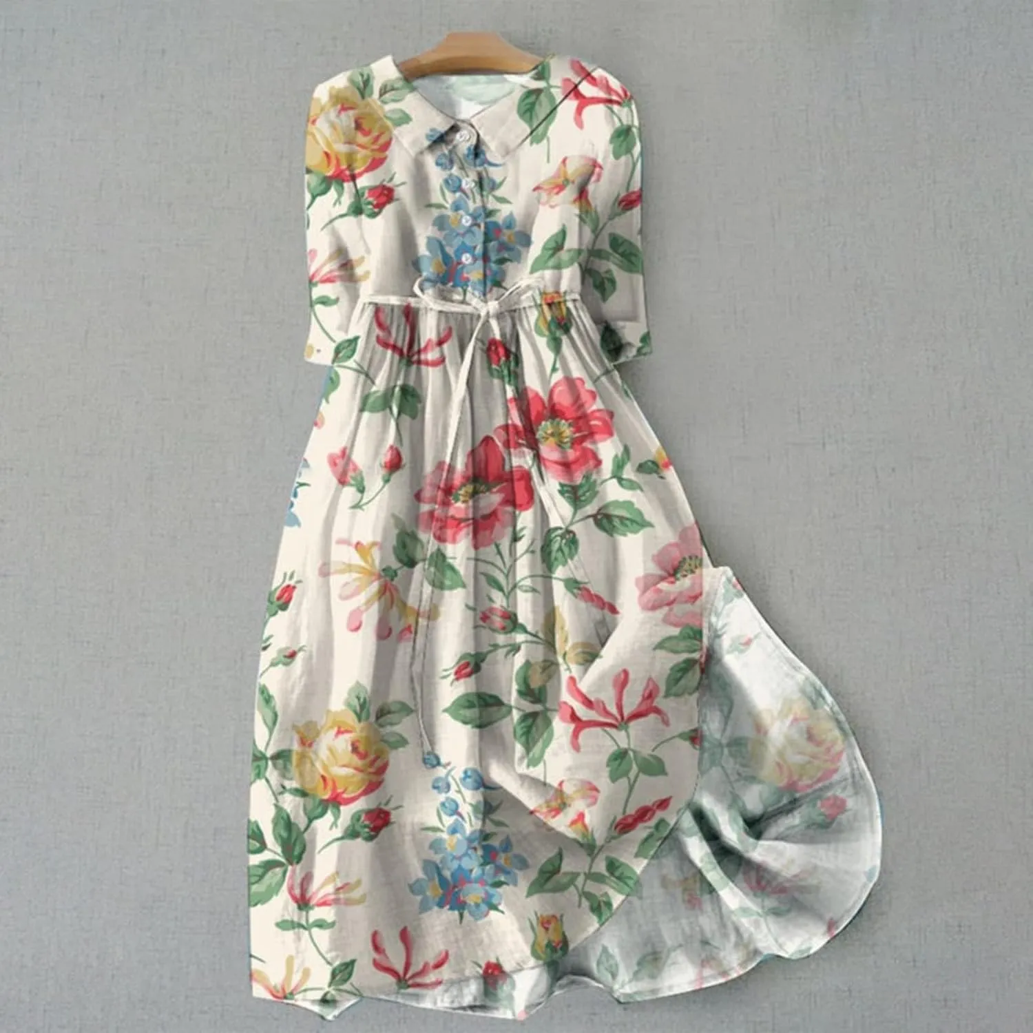 Women's Cotton Linen Casual Dresses 2024 Boho Flowy Dress Flowy Summer Midi Dresses Dressy Ladies Trendy Clothing