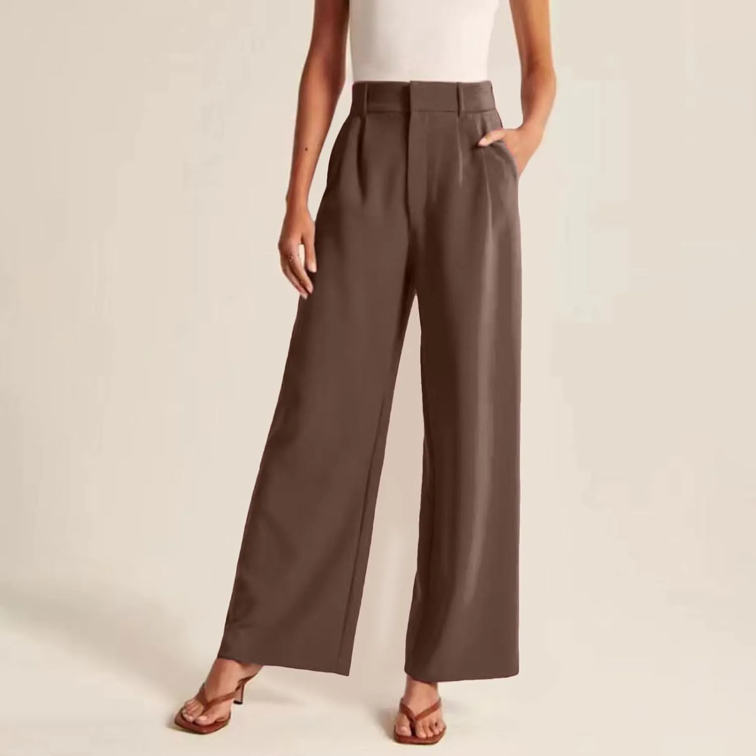 Womens Dress Pants Plus Size Wide Leg Work Pants Business Pants High Waist Chino Pants Straight Pants Comfy Trousers