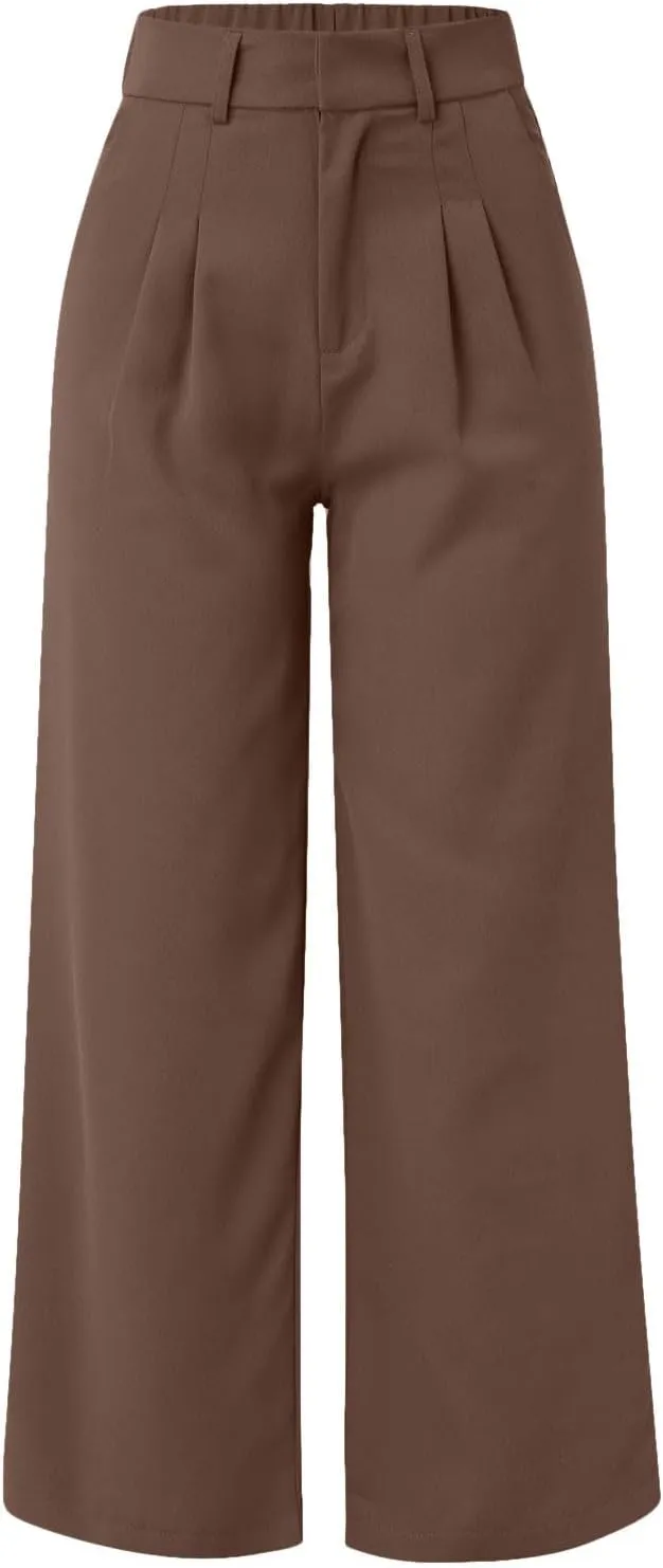 Womens Dress Pants Plus Size Wide Leg Work Pants Business Pants High Waist Chino Pants Straight Pants Comfy Trousers