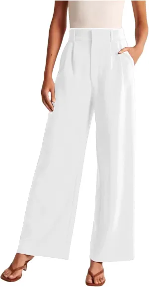 Womens Dress Pants Plus Size Wide Leg Work Pants Business Pants High Waist Chino Pants Straight Pants Comfy Trousers