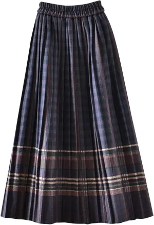 Women's High Waist Boho Floral Maxi Skirt Casual Vintage Plaid Gingham Cute Flowy Swing Pleated A Line Long Skirts