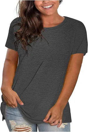 Womens Plus Size Tops Dressy Casual Summer Oversized Tshirts Loose Fit Crewneck Short Sleeve Basic Tee Shirts Blouses