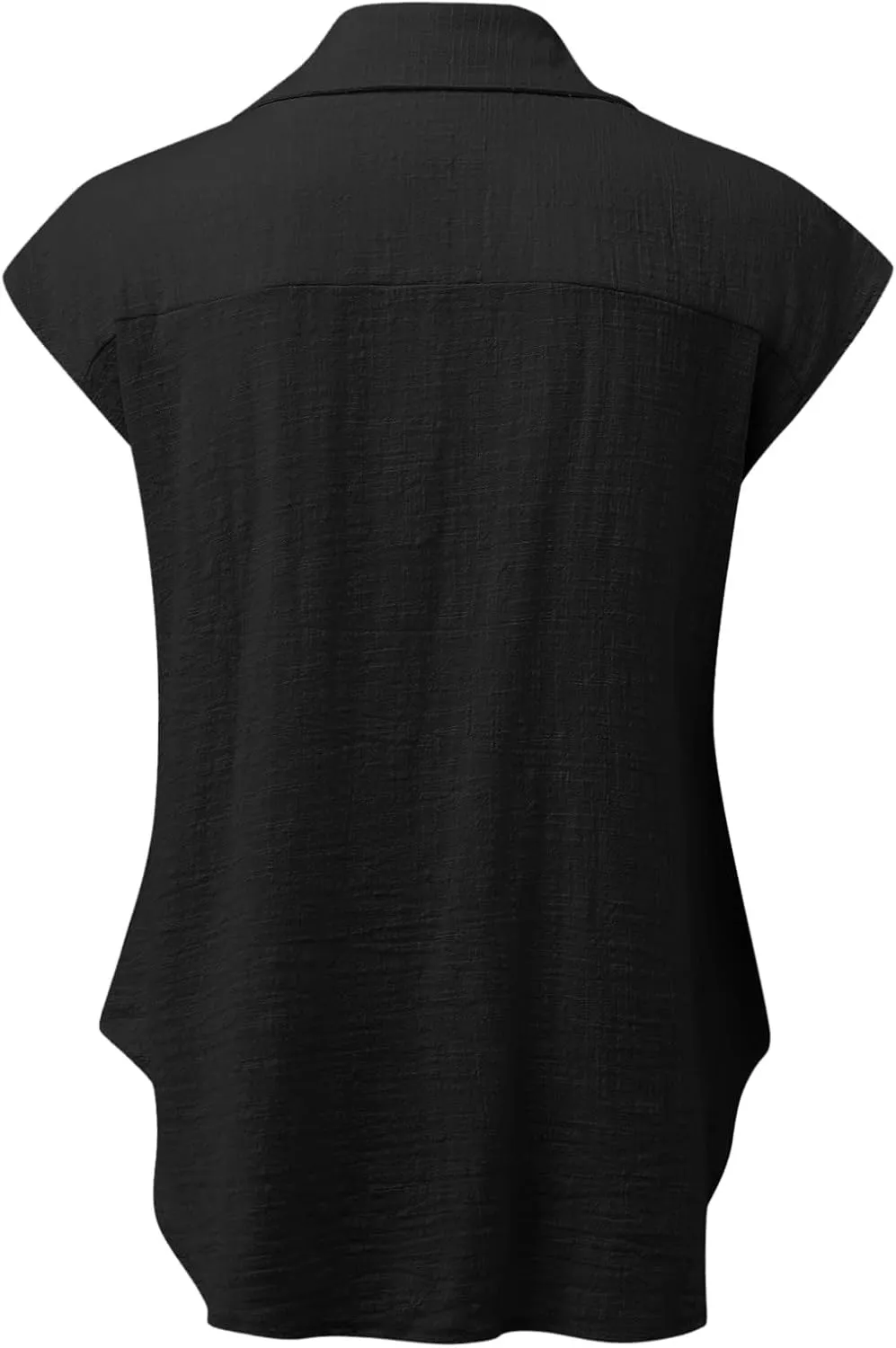 Women's Short Sleeve Cotton Linen Shirt Casual Crewneck Oversized T-Shirt Buttons Loose Summer Tops