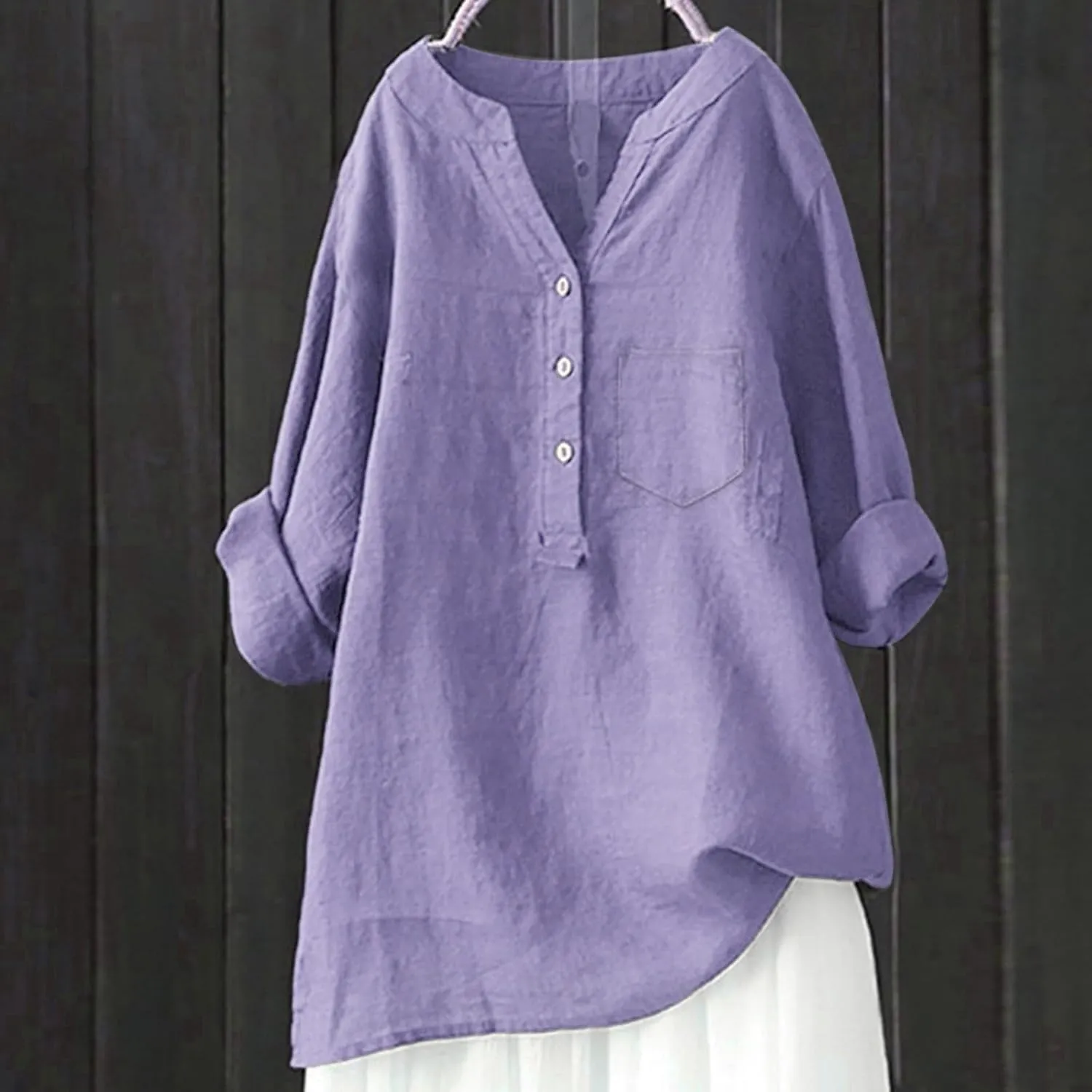Womens Short Sleeve Cotton Linen Shirts Casual Crew Neck Comfy T-Shirts Embroidery Loose Summer Tee Shirts