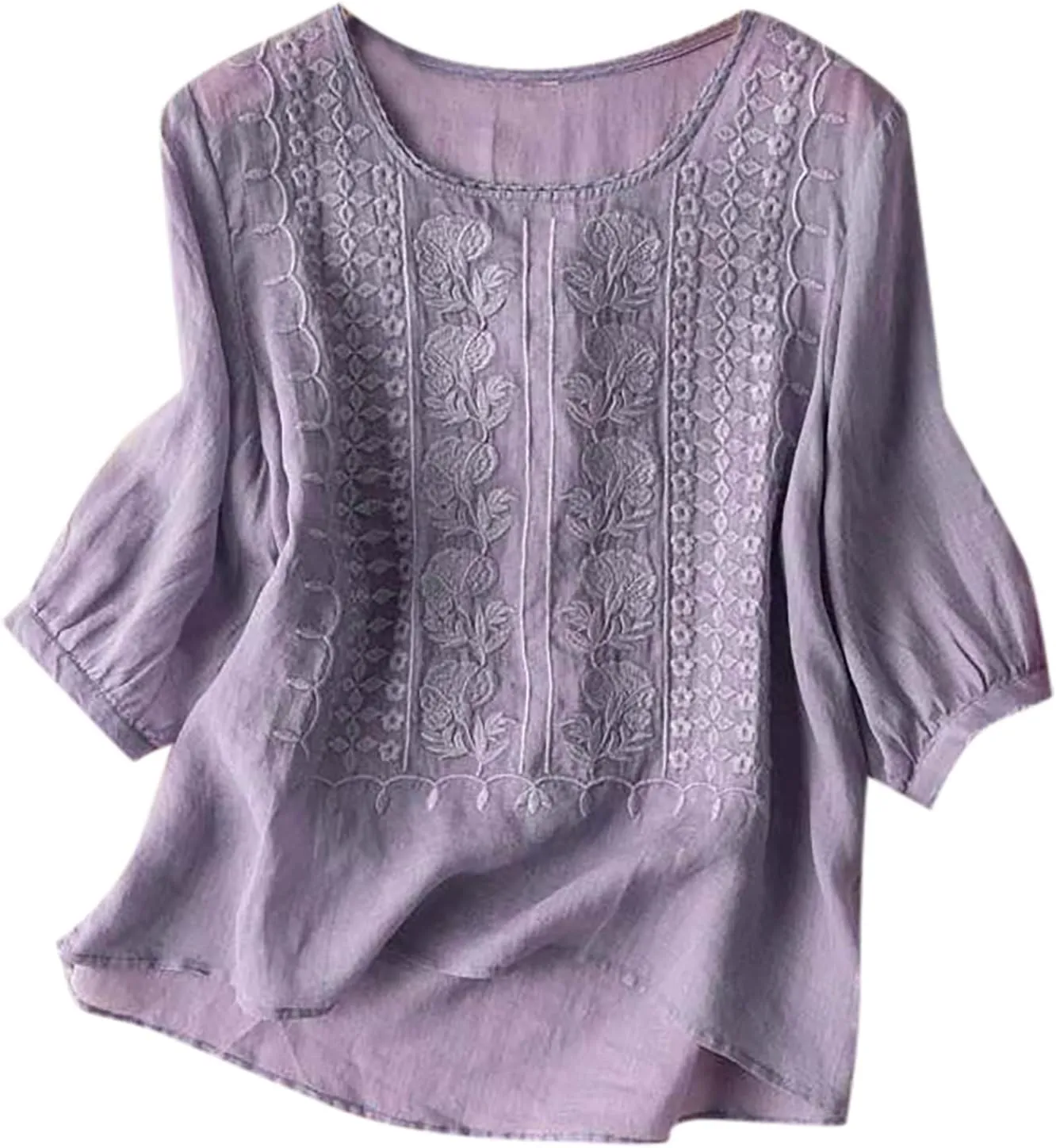 Womens Summer Tops Workout Tops for Women Plus Size Oversized Crew Neck Linen Tops Short Sleeve Cotton Blend Tee Shirts