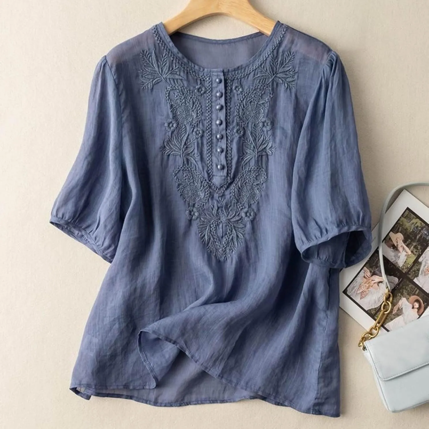 Womens Summer Tops Workout Tops for Women Plus Size Oversized Crew Neck Linen Tops Short Sleeve Cotton Blend Tee Shirts