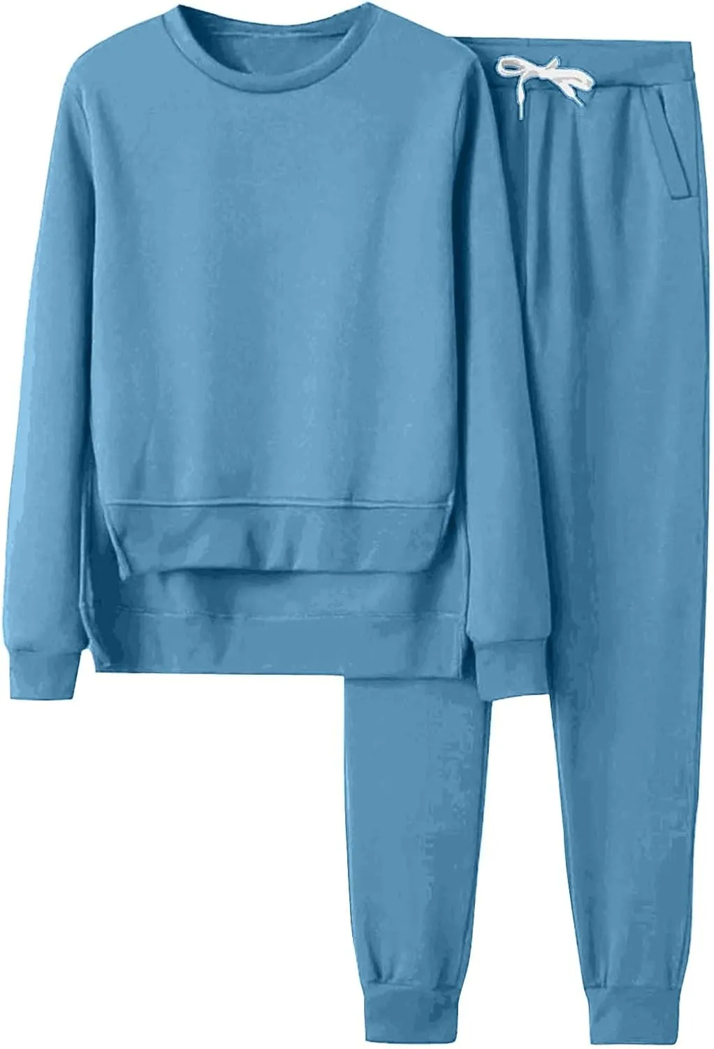Womens Sweatsuits 2 Piece Set Fleece Lined Lounge Sets High Low Side Split Sweatshirt Joggers with Pockets