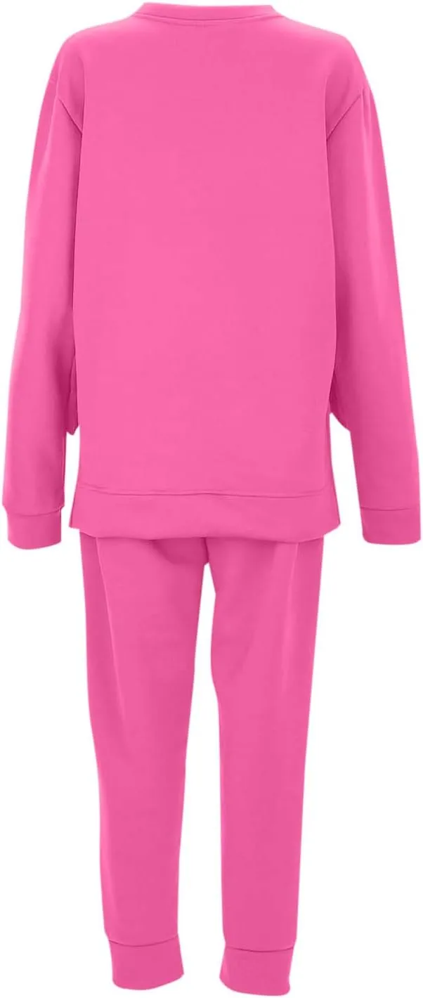 Womens Sweatsuits 2 Piece Set Fleece Lined Lounge Sets High Low Side Split Sweatshirt Joggers with Pockets