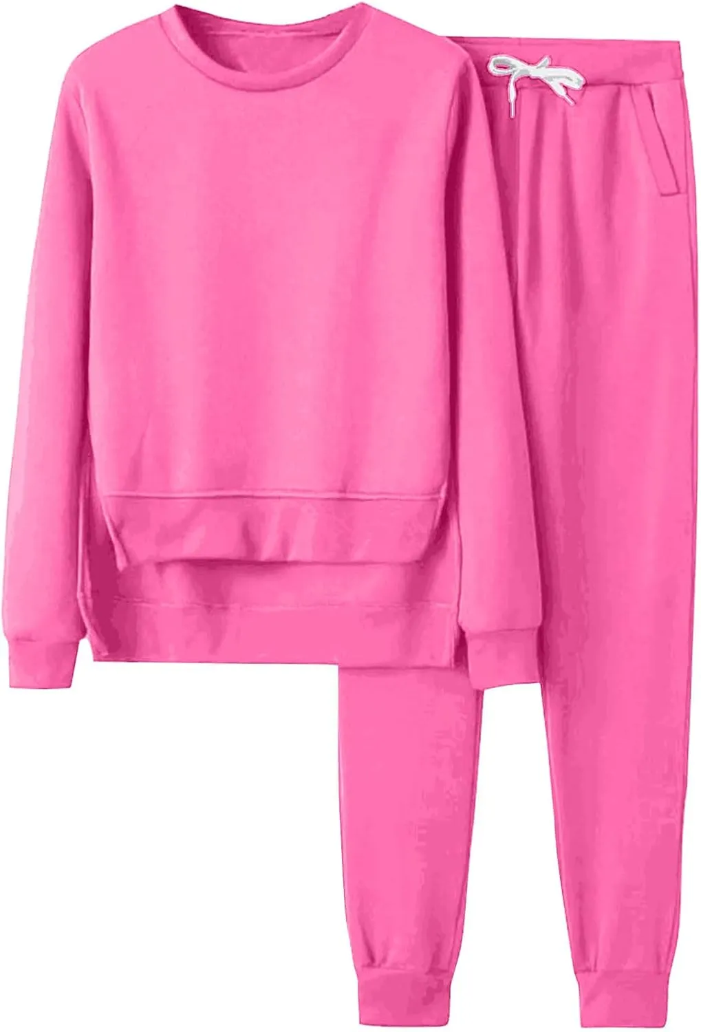 Womens Sweatsuits 2 Piece Set Fleece Lined Lounge Sets High Low Side Split Sweatshirt Joggers with Pockets