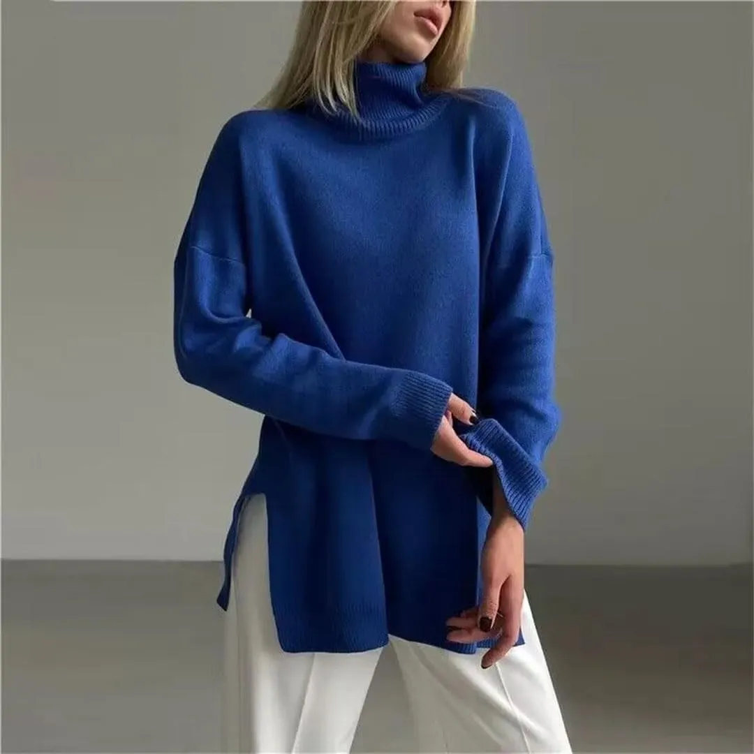 Women's Thick Knit Sweaters Oversize Turtleneck Warm Pullovers Long Sleeve Knitted Tops