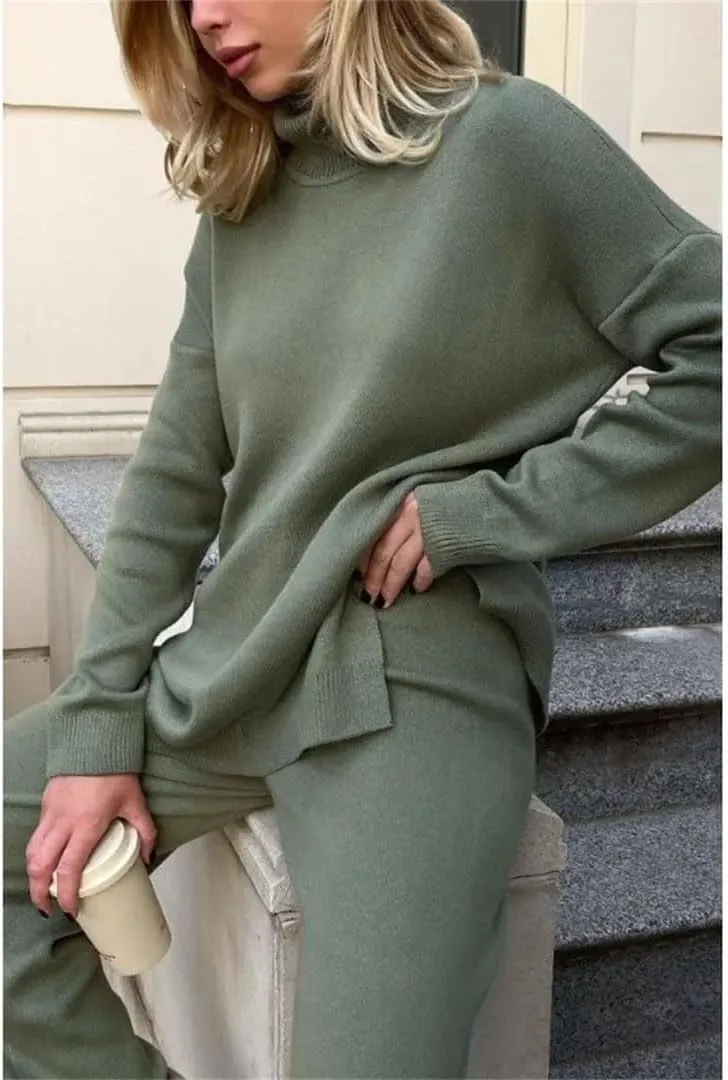 Women's Thick Knit Sweaters Oversize Turtleneck Warm Pullovers Long Sleeve Knitted Tops
