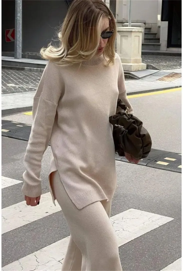 Women's Thick Knit Sweaters Oversize Turtleneck Warm Pullovers Long Sleeve Knitted Tops