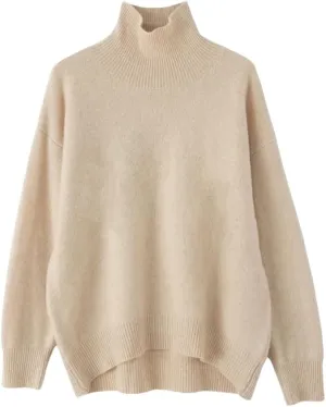 Women's Wool Sweater Turtleneck Loose Casual Knitted Jumpers Soft Oversized Pullovers