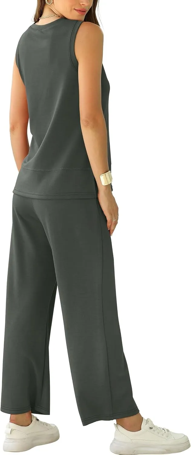XIEERDUO Women's 2 Piece Outfits Summer Travel Tracksuit Loose Wide Leg Loungewear Comfy Lounge Sets S-3XL