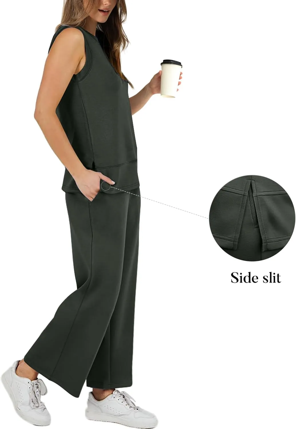 XIEERDUO Women's 2 Piece Outfits Summer Travel Tracksuit Loose Wide Leg Loungewear Comfy Lounge Sets S-3XL