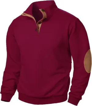 Ymosrh Men's Casual Button Down Sweatshirts Knitted Jacquard Sweatshirt Long Sleeve Quarter Pullover Workout Sweater