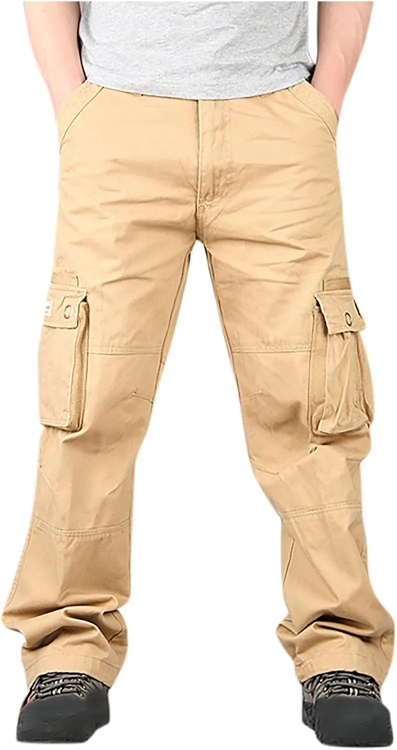 Zeiyignr Men's Hiking Tactical Pants, Outdoor Ripstop Cargo Pants, Multi-Pocket Work Pants, Lightweight Baggy Casual Pants
