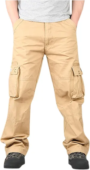 Zeiyignr Men's Hiking Tactical Pants, Outdoor Ripstop Cargo Pants, Multi-Pocket Work Pants, Lightweight Baggy Casual Pants